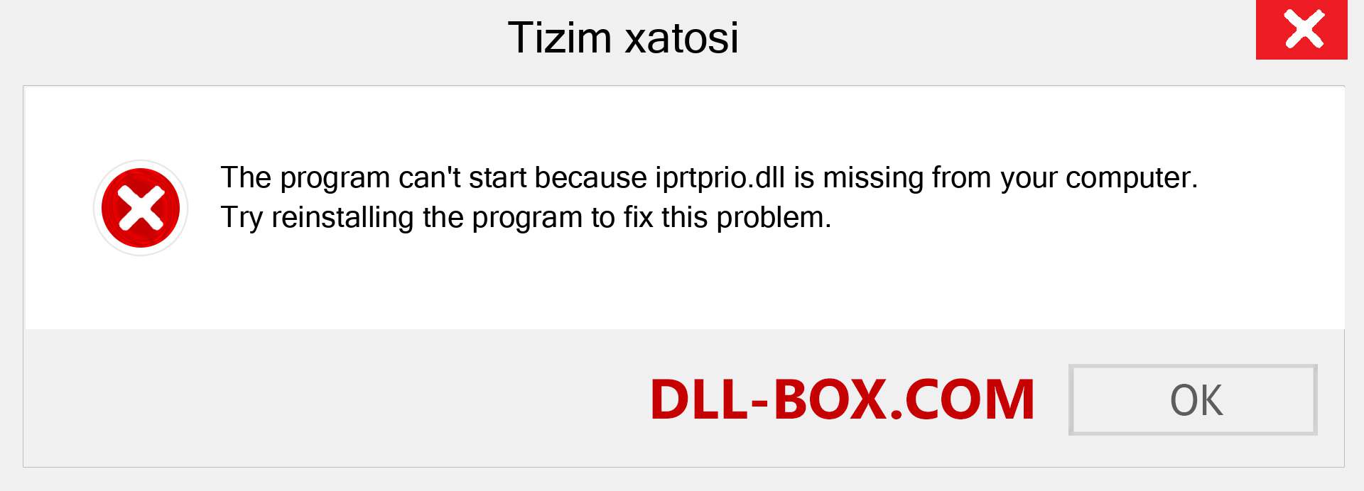 iprtprio.dll fayli yo'qolganmi?. Windows 7, 8, 10 uchun yuklab olish - Windowsda iprtprio dll etishmayotgan xatoni tuzating, rasmlar, rasmlar